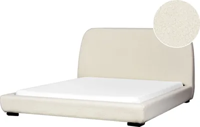 Obrázek produktu pro BELIANI Postel světle béžová buklé čalounění 160 x 200 cm lamelový rošt s čelem moderní tradiční styl ložnice