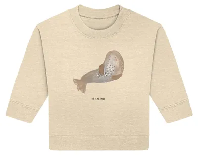 Produktbild von Mr. & Mrs. Panda Organic Baby Pullover Robbe Lachen 6. - 12. Monat - Natural Raw - Geschenk, Nordsee, Robben, Lustige Sprüche, Bullover, Ostsee, Seehund, Strand