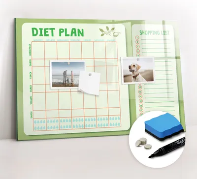 Produktbild von Magnetpinnwand Memoboard - Zubehörsatz - Schwarzer Marker + Schwamm + Magnete - 60 x 40 cm - Wöchentliches Menü