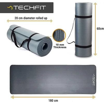 Image de Tapis de fitness - Extra épais - 180 x 60 cm - Sangles de transport - Antidérapant