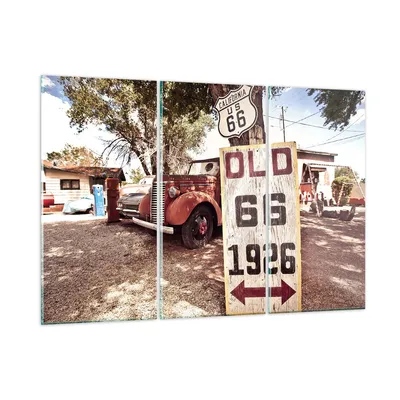Produktbild von Bilder auf glas - Straße alt 66 USA - 165x110cm - Glasbilder - Wandbilder - Kunstdruck - zum Aufhängen bereit - Wanddekoration aus Glas - Glas Bilder - Wandbild auf Glas - 3 Teile - GCE165x110-3562