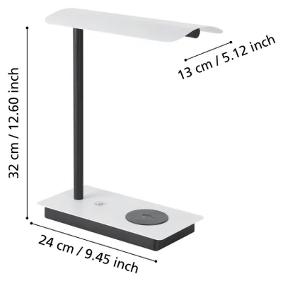 Zdjęcie produktu dla Arenaza Led Metalowa Czarno-Biała Nowoczesna Lampa Biurkowa