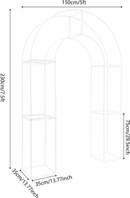 Obrázok produktu pre Svadobný oblúk a rám na pozadie – kovový stojan – 1,5 x 2,3 m – na svadobný obrad a ako pozadie na fotenie – biely