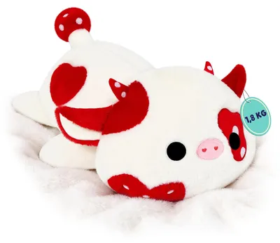Immagine prodotto di Omgoods - Peluche a forma di mucca, imbottito (1,8 kg) - Giocattolo di peluche morbido e cuscino per bambini