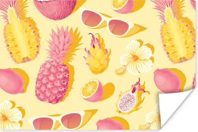 Produktbild von MuchoWow® Poster Sommer - Ananas - Gelb 90x60 cm - Schlafzimmer