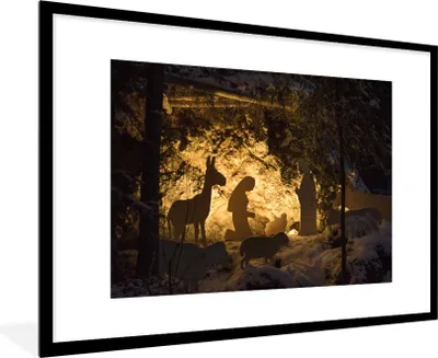 Produktbild von MuchoWow® MuchoWow® Gerahmtes Poster Krippe - Weihnachten 90x60 cm - Poster mit zchwarzem Bilderrahmen - Wanddekoration - Fotos