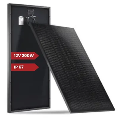 Produktbild von 200W Schwarz Mono PV Modul Solarpanel für Balkon Wohnmobil Fensterbank 0% MwSt