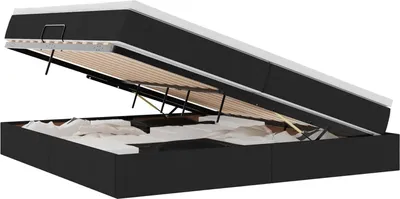 Obrázek produktu pro Postel s úložným prostorem a matrací Černá 200 x 200 cm