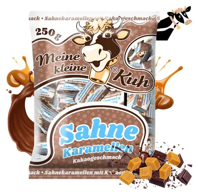 Produktbild von MEINE KLEINE KUH Sahnekaramellen mit Kakaogeschmack 250g Sahne Bonbon