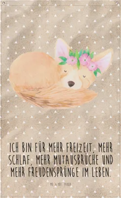 Produktbild von Mr. & Mrs. Panda Wandbild Wüstenfuchs Blumen - Sandig - Geschenk, Blumenkranz, Afrika, Wandtuch, Wandteppich, Gobelin, Hängedeko, Glücklich, Boho, Wüste