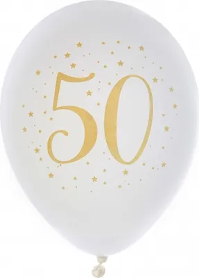Produktbild von 8 Ballons Geburtstag Jubiläum Goldhochzeit 50  weiß gold
