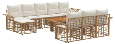 Produktbild von vidaXL Gartensofa-set 11 stk. Natürlich und Cremweiß Poly-Rattan