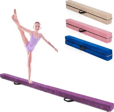 Produktbild von Schwebebalken Kinder, Schwebebalken klappbar, Balance Balken Turnen, Gymnastikbalken Übungsbalken, Schwebebalken für Turnen Kinder, Holz, 210 x 10 x 6.5cm