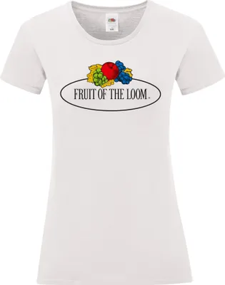 Produktbild von Fruit of the Loom Ladies Iconic 150 T-Shirt mit Vintage-Logo auf der Brust Farbe: weiß - Vintage-Logo groß Größe: L