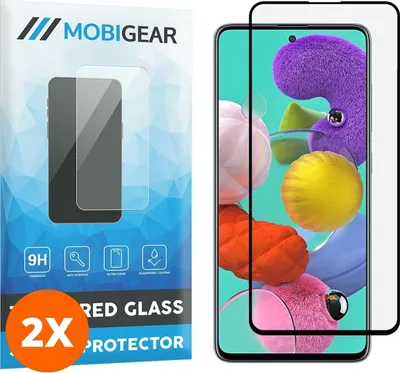 Produktbild von Mobigear Premium 4.99 Samsung Galaxy A51 5G Panzerglas Gehärtetes Glas Displayschutz - Hüllenfreundlich - Schwarz (2er Pack)