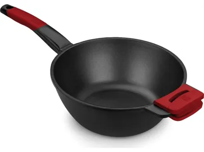 Imagen del producto de BRA Premiere A412028, redonda, sartén para saltear/wok, negra, de aluminio, 5,5 mm, cerámica, para gas, halógeno, inducción, placa de cocción sellada