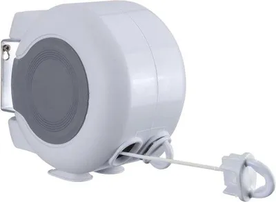Image de Corde à linge rétractable avec mécanisme de verrouillage, fixation murale robuste, cordes utilisables séparément, pour l'intérieur et l'extérieur