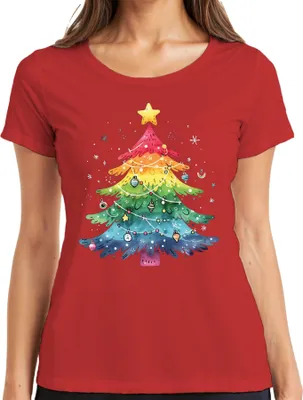Produktbild von Weihnachtsbaum LGBTQ - Weihnachten Weihnachtsgeschenk Christmas Damen T-Shirt, Rot, XXL