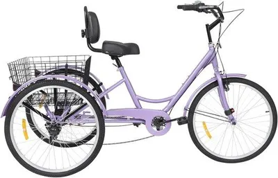 Productafbeelding van Driewieler voor volwassenen - Driewieler fiets - Boodschappen doen - 7 versnellingen - 24 inch - Paars