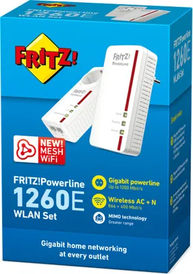 Produktbild von PLC-WLAN-Adapter Fritz! 1260E 1200 Mbps Weiß