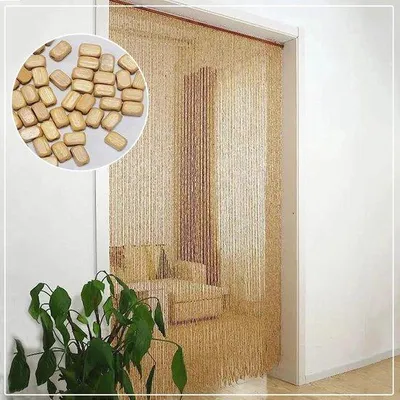 Imagen del producto de Cortina de cuentas de bambú hecha a mano Unyqoos®, 100x200 cm – Cortina para puertas o ventanas, ideal para privacidad y protección contra insectos, con 60-140 hebras y barra de aluminio
