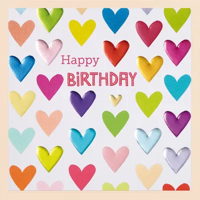 Produktbild von Geburtstag Prisma Collection unverpackte Glückwunschkarte mit Briefumschlag Happy Birthday Herzen Prägung