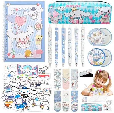 Obrázek produktu pro Dětská psací sada Kawaii – školní potřeby s motivy z kreslených seriálů – kancelářské potřeby pro dívky