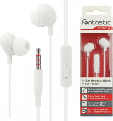 Produktbild von Fontastic Essential In-Ear Stereo-Headset Beans Rufannahme-Taste, Mikrofon, Soft White