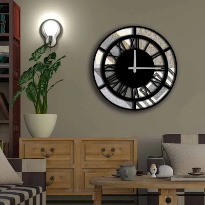 Produktbild von Opviq, 5050MS- HMA6296, Bunt, Wanduhren, 50 cm, 100% MDF (Dicke: 5 mm)