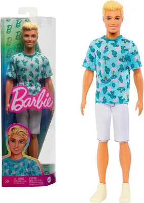 Produktbild von Barbie Fashionistas Ken Puppe Nr. 211 mit blondem Haar und Kaktus-T-Shirt, Modepuppe, Männlich, 3 Jahr(e), Junge/Mädchen, 305 mm, 0 g