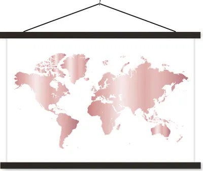Produktbild von MuchoWow® Textilposter Weltkarte - Rosa - Kinder - Jungen - Mädchen 120x80 cm mit schwarzem Rahmen - Wanddeko