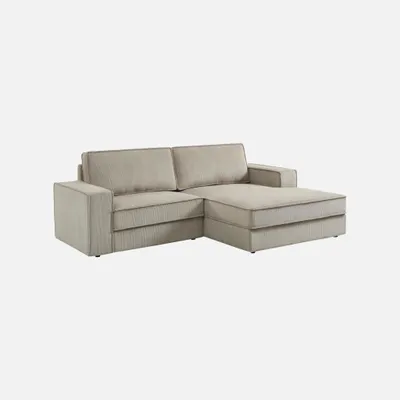 Produktbild von sweeek - 3-Sitzer Ecksofa mit Cordbezug, Recamiere rechts - Beige
