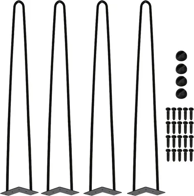 Immagine prodotto di karpal set di 4 gambe da tavolo Hairpin Leg Telaio del tavolo Corridori del tavolo Gambe del tavolo Tavolo da pranzo Arpini Gamba del tavolo 2 montanti Nero - 61 cm