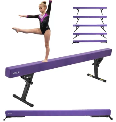 Image de VEVOR Poutre d'équilibre Gymnastique Enfants 241 cm Réglable en hauteur (5 niveaux/170/380470/540/565mm), 158,7 kg de charge Poutre de gymnastique Poutre de gymnastique, poutre d'équilibre Poutre d'équilibre pour salle de fitness, violet