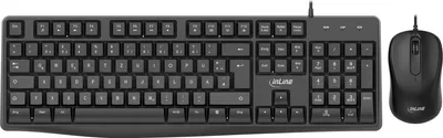 Zdjęcie produktu dla InLine 55367A, Pełnowymiarowy (100%), Przewodowa, USB, QWERTZ, Czarny, Dołączona myszka