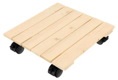 Produktbild von Pflanzenroller aus Holz Blumentopfuntersetzer mit Rollen 30 x 30 x 7,5 cm