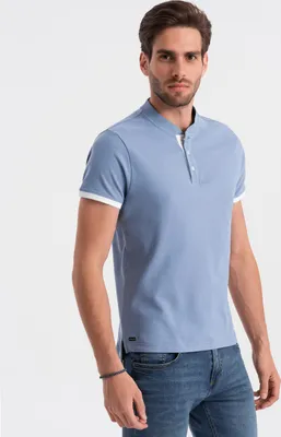 Produktbild von Ombre Clothing Herren-T-Shirt mit Kragen Phukzon Blau M
