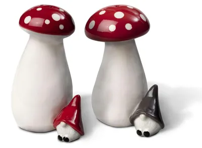Produktbild von Nääsgränsgården - Salzstreuer und Pfefferstreuer Fliegenpilz mit Wichtel 8-9cm