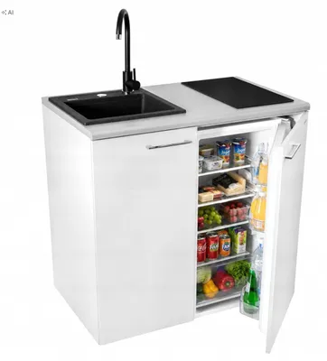 Produktbild von Miniküche, freistehende Küche, Induktionskochfeld, Granitspüle, Kühlschrank, Kochnische MPM SMK-04