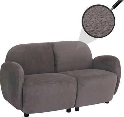 Immagine prodotto di divano a 2 posti HWC-P33, divano lounge a 2 posti, tessuto/ceniglia (330 g/m²) Oeko-Tex ~ grigio chiaro