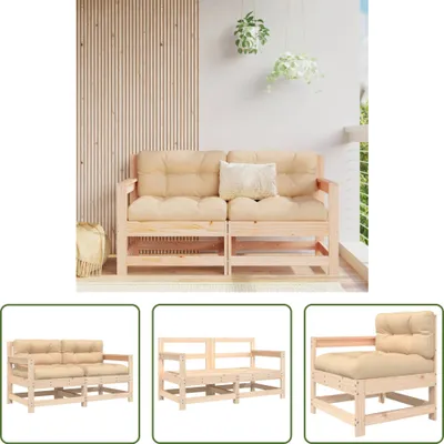 Produktbild von The Living Store Gartenstühle mit Kissen 2 Stk. Massivholz Kiefer