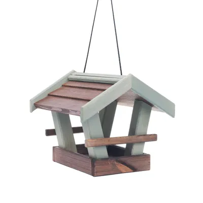 Produktbild von Woodygift Hängendes Vogelhaus aus Holz für Balkon wetterfest robust Vogelfutterhaus inkl. 200 g Sonnenblumenkerne