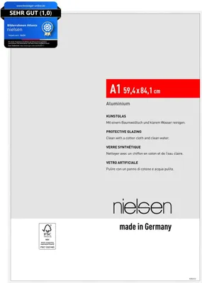 A product information sheet for a Nielsen picture frame.