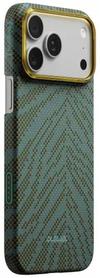 Immagine prodotto di Custodia PITAKA Edge Case, modello "Breath of Veins", per iPhone 17 Pro, colore verde