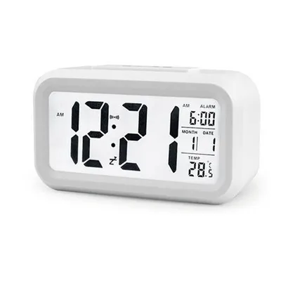 Imagen del producto de Despertador electrónico inteligente recargable, con indicador de temperatura, pantalla luminosa y silenciosa, color blanco