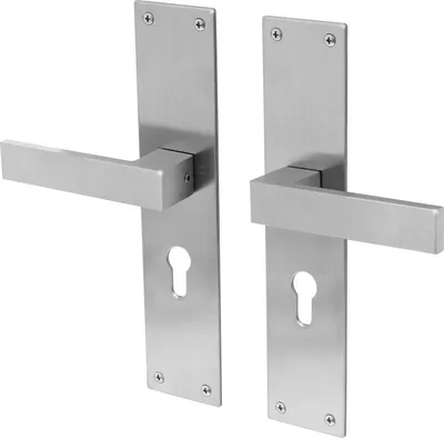 Produktbild von Türgriffe Lavuzo Trapini Edelstahl - Türklinken mit Schild PC55 - Pro Set