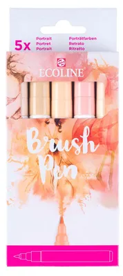 Produktbild von Talens Brush Pen Set Portrait Aquarellstifte 5 Farben für kreatives Zeichnen