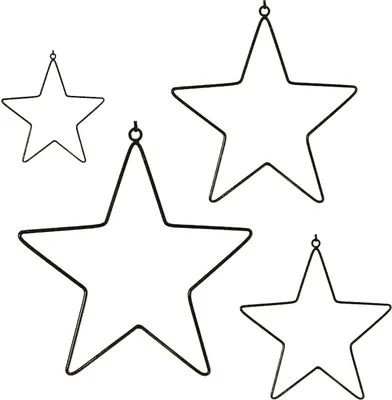 Image de Etoiles en métal à suspendre - set de 4 - couleur : noir