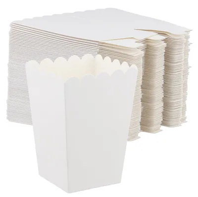 Immagine prodotto di Omgoods - Sacchetti per popcorn - Piccole scatole per snack - Perfette per serate cinema - Cartone bianco - 100 pezzi - Ideali per feste