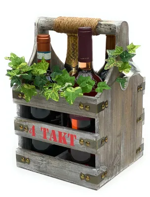 Produktbild von DanDiBo Weinträger 4 Flaschen Flaschenträger Holz 4 Takt 96034 Weinregal Flaschenkiste Flaschenkorb Weinflaschenträger